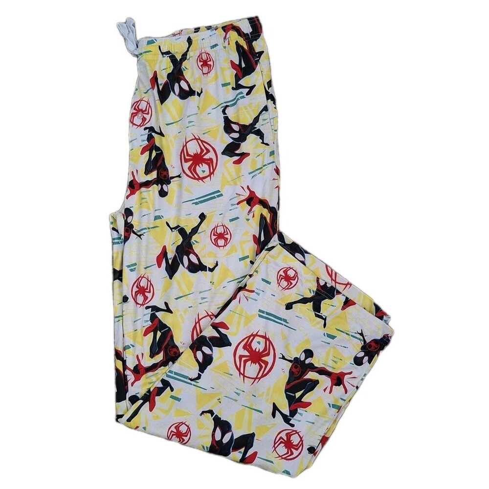 Spiderman Pajama Pants Mens XL Red All Over Print Comic Lounge Movie Cartoon